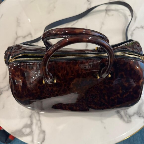 SAINT LAURENT DUFFLE BAG Patent Leather Tortoise Shell - Picture 7 of 10